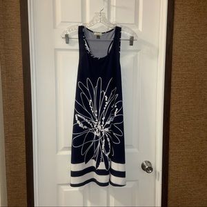 Mismash Navy/White Print Scoop Neck Sleeveless Dress Small
